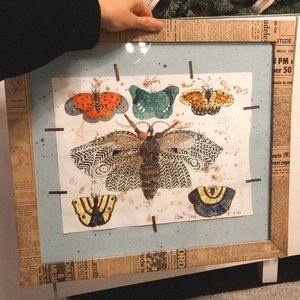 Anthropologie Butterfly Watercolor Framed Print